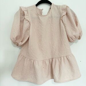 Express size small peplum pink short sleeve blouse top
